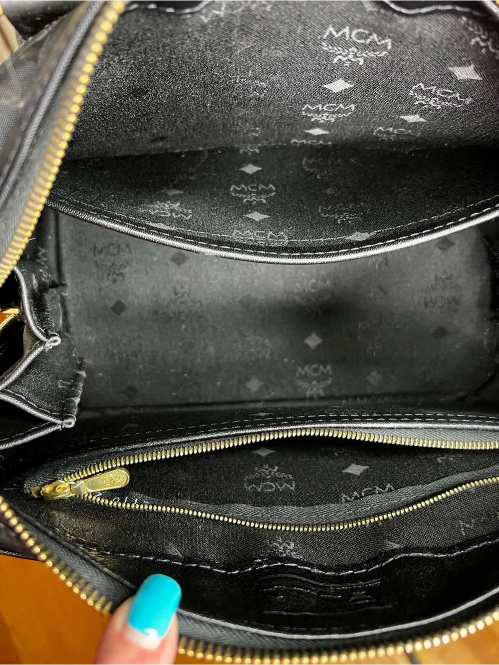 Vintage MCM München Black Visetos Boston Satchel Crossbody Bag